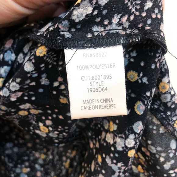 Max Studio Black V Neck Balloon Sleeve Floral Bohemian Casual Mini Dress S NWT - Picture 9 of 11